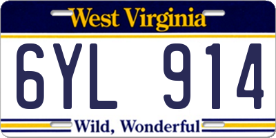 WV license plate 6YL914
