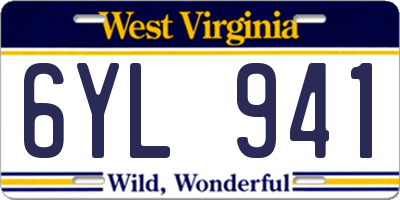 WV license plate 6YL941