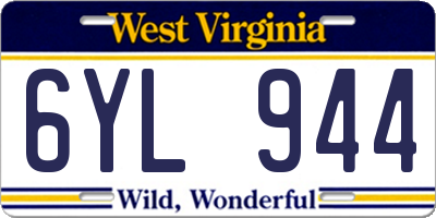 WV license plate 6YL944