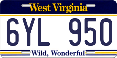 WV license plate 6YL950