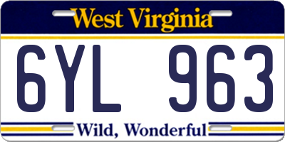 WV license plate 6YL963