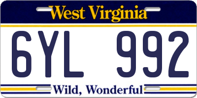 WV license plate 6YL992