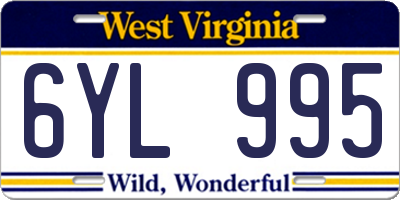 WV license plate 6YL995