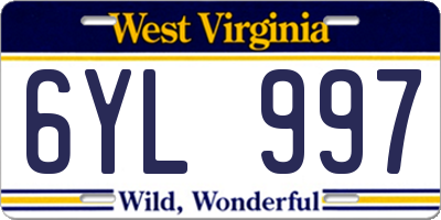 WV license plate 6YL997