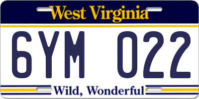 WV license plate 6YM022