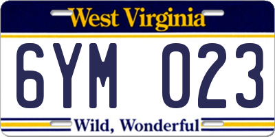 WV license plate 6YM023