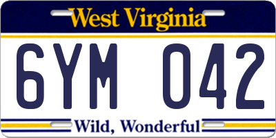 WV license plate 6YM042