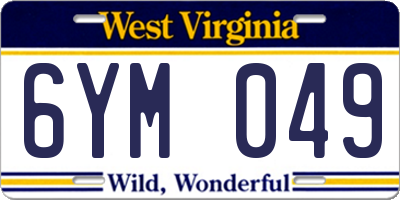WV license plate 6YM049