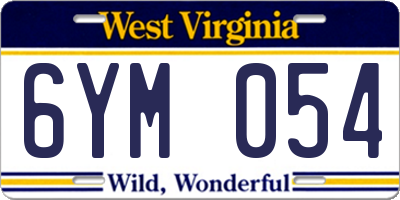 WV license plate 6YM054