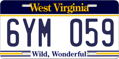WV license plate 6YM059