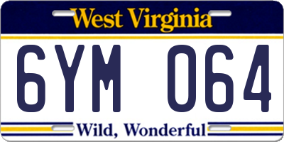 WV license plate 6YM064