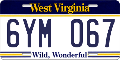 WV license plate 6YM067
