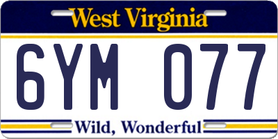 WV license plate 6YM077