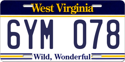 WV license plate 6YM078