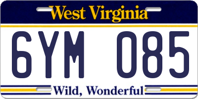 WV license plate 6YM085