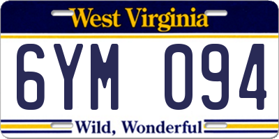 WV license plate 6YM094