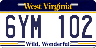 WV license plate 6YM102