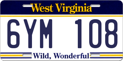 WV license plate 6YM108