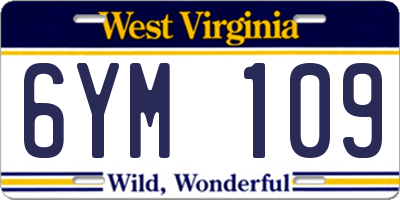 WV license plate 6YM109