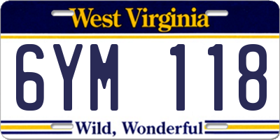 WV license plate 6YM118