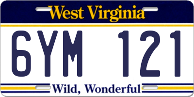 WV license plate 6YM121