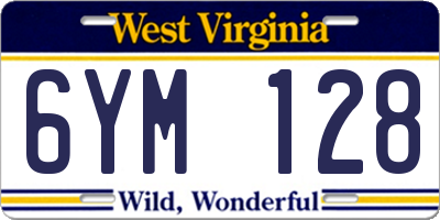 WV license plate 6YM128