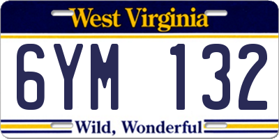 WV license plate 6YM132