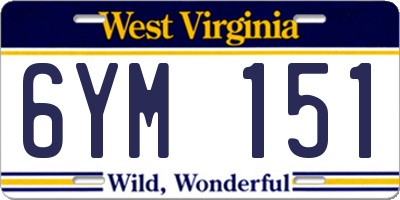 WV license plate 6YM151