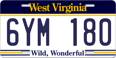WV license plate 6YM180