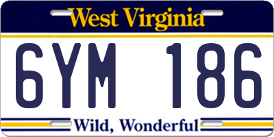 WV license plate 6YM186