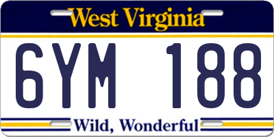 WV license plate 6YM188