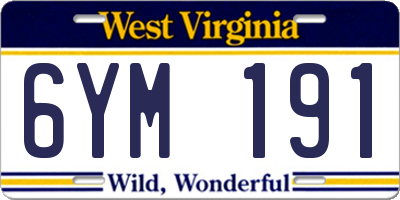 WV license plate 6YM191