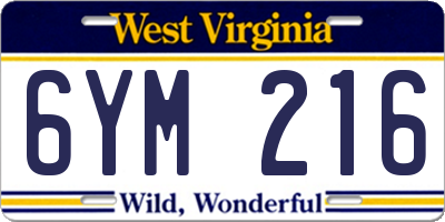 WV license plate 6YM216