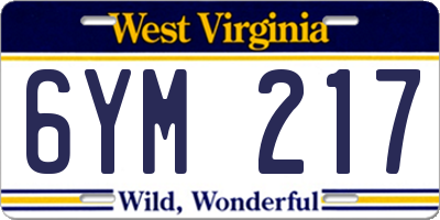WV license plate 6YM217