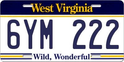 WV license plate 6YM222