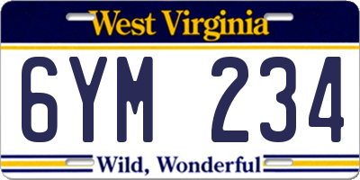 WV license plate 6YM234
