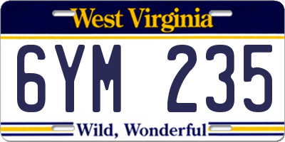 WV license plate 6YM235