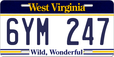 WV license plate 6YM247