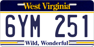 WV license plate 6YM251