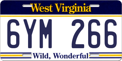 WV license plate 6YM266