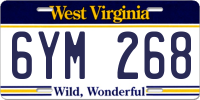 WV license plate 6YM268