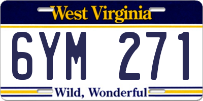 WV license plate 6YM271