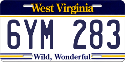 WV license plate 6YM283