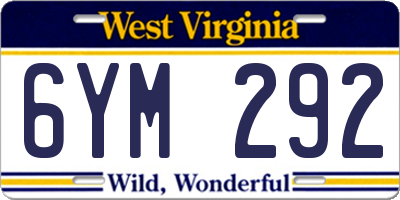 WV license plate 6YM292