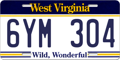 WV license plate 6YM304