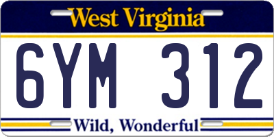 WV license plate 6YM312