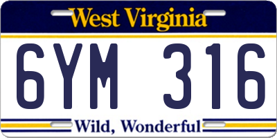 WV license plate 6YM316