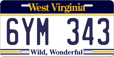 WV license plate 6YM343
