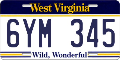 WV license plate 6YM345