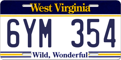 WV license plate 6YM354